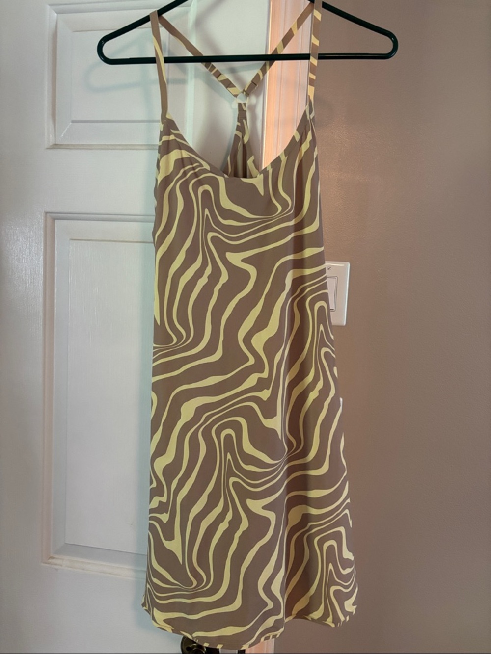 Brown & Yellow Outdoor Voices Swirl Slip Dress